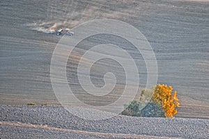 Pitoresque region Tuscany, agriculture works in autumn, Italy.