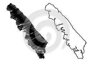 Pitt island Canada, North America, British Columbia Province map vector illustration, scribble sketch Pitt map