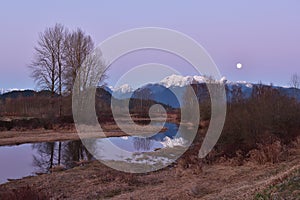 Pitt River and Golden Ears Mountain Moonrise