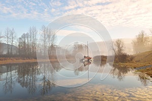 Pitt River and Golden Ears Mountain at sunrise