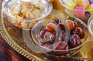 Pitted Chinese jujubes dried on glass cup