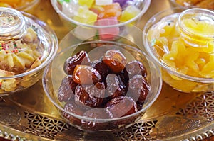 Pitted Chinese jujubes dried on glass cup