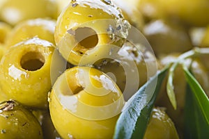 Pitted green olives with extra olive oil