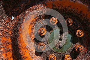 Pitted tractor wheel photo
