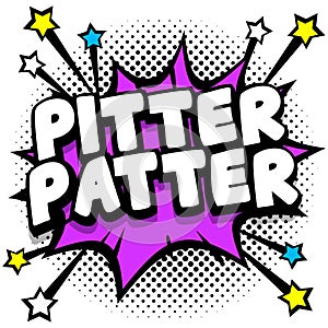 pitter patter Pop art comic speech bubbles book sound effects