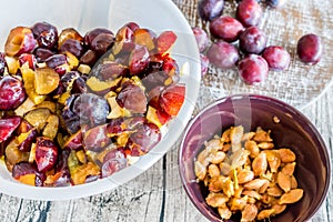 Pitting plums in process