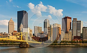 Pittsburgh downtown skyline by the river