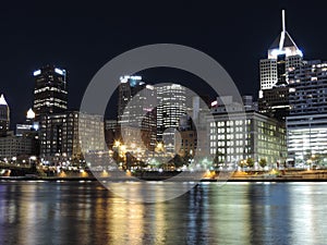 Downtown Pittsburgh Pennsylvania Skyline Night