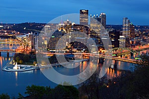 Pittsburgh, Pennsylvania at dusk