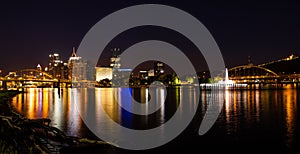 Pittsburgh skyline panorama at night