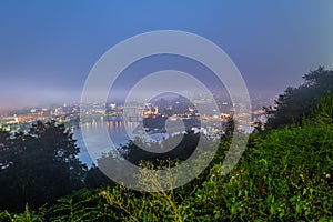 The Pittsburgh skyline at sunrise