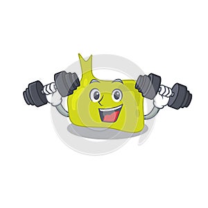 Pituitary mascot design feels happy lift up barbells during exercise