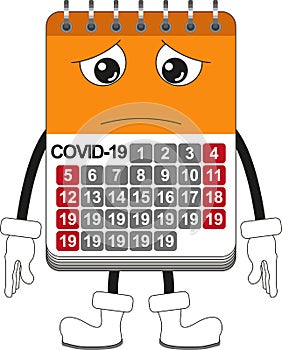 Pity covid-19 calendar cartoon man