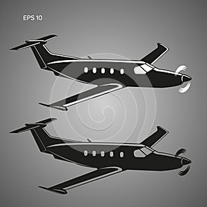 Pivate business plane vector illustration. Single engine propelled aircraft.