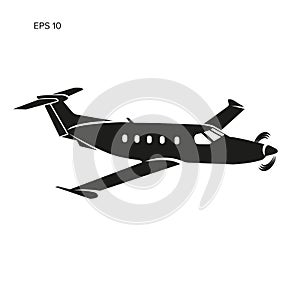 Pivate business plane vector illustration. Single engine propelled aircraft.
