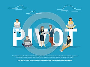 Pivot concept illustration of business people working together as team