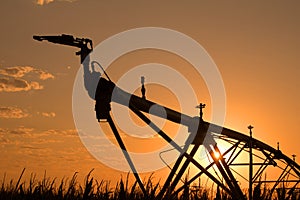 Pivot Irrigation Head at Sunset