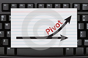 Pivot message an index card on a black keyboard