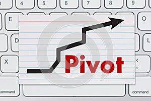 Pivot message an index card on a gray keyboard