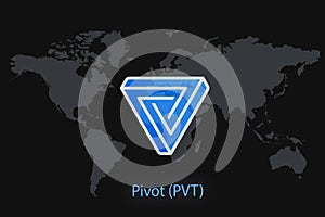 Pivot PVT Abstract Cryptocurrency. With a dark background and a world map. Graphic concept for your design