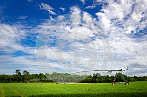 Pivot sprinkler irrigation system in a field