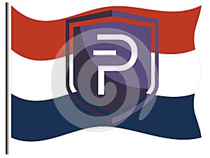 Pivx coin logo on Dutch / Netherlands flag