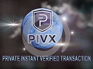 Pivx coin logo on the moon