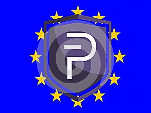 PIVX logo on European flag