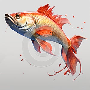 Pixar 3d Animation Of Koi Fish In Profile View