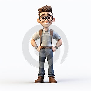 Pixar Style 3d Cartoon Young Man Model With Grit And Grain