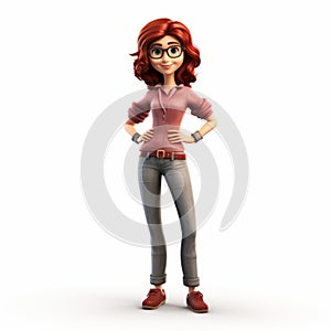 Pixar Style 3d Female Character - Full Body Isolated On White