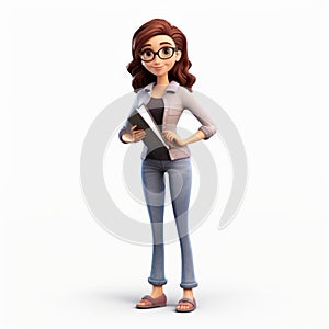 Pixar Style 3d Female Character Mockup For Academic Use