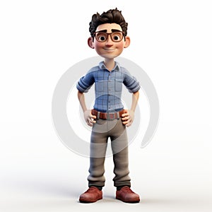 Pixar Style 3d Male Character On White Isolated Background