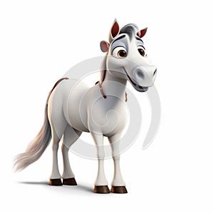Pixar-style Cartoon White Horse - 3d Animation By Kevin Mcneal photo