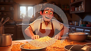 Pixar-style Pasta Making In An Animated Film