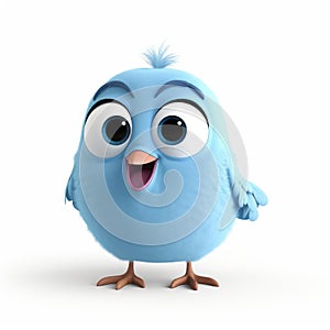 Pixar-style Twitter Bird On White Background