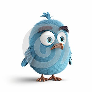 Pixar-style Twitter Bird On White Background