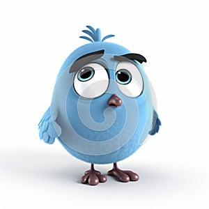 Pixar-style Twitter Bird On White Background