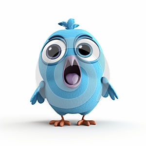 Pixar-style Twitter Bird On White Background