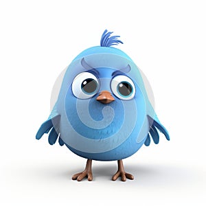 Pixar-style Twitter Bird On White Background