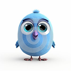 Pixar-style Twitter Bird On White Background