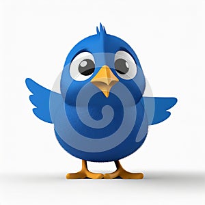 Pixar-style Twitter Bird On White Background