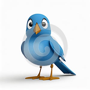 Pixar-style Twitter Bird On White Background