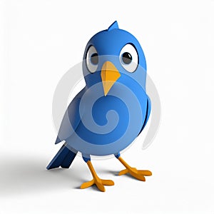 Pixar-style Twitter Bird On White Background