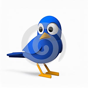 Pixar-style Twitter Bird On White Background