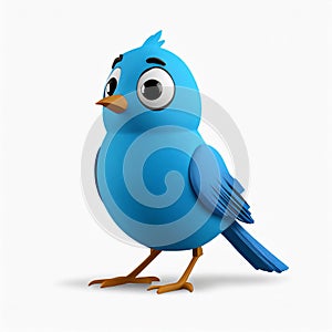 Pixar-style Twitter Bird On White Background