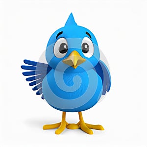 Pixar-style Twitter Bird On White Background