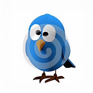 Pixar-style Twitter Bird On White Background