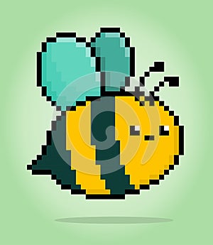 Pixel 8 bit bee. Animal in vector