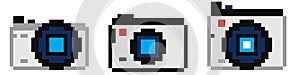 Pixel 8 bit photo camera vector. 8bit photo